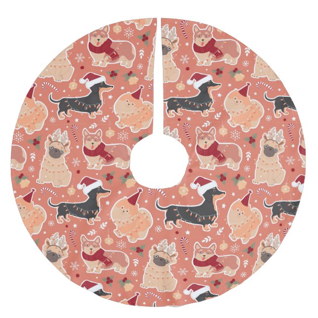 Jupon De Sapin En Polyester Brossé Chiens (Devant)