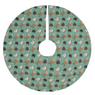 Jupon De Sapin En Polyester Brossé Chiens de Noël Goldendoodle