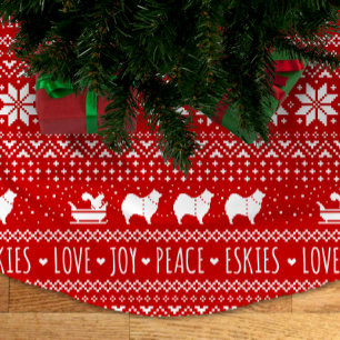 Jupon De Sapin En Polyester Brossé Chiens d'Esquimau américains Noël Eskie Holiday