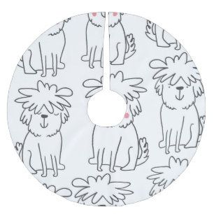 Jupon De Sapin En Polyester Brossé Chiens moelleux à main : motif vintage.
