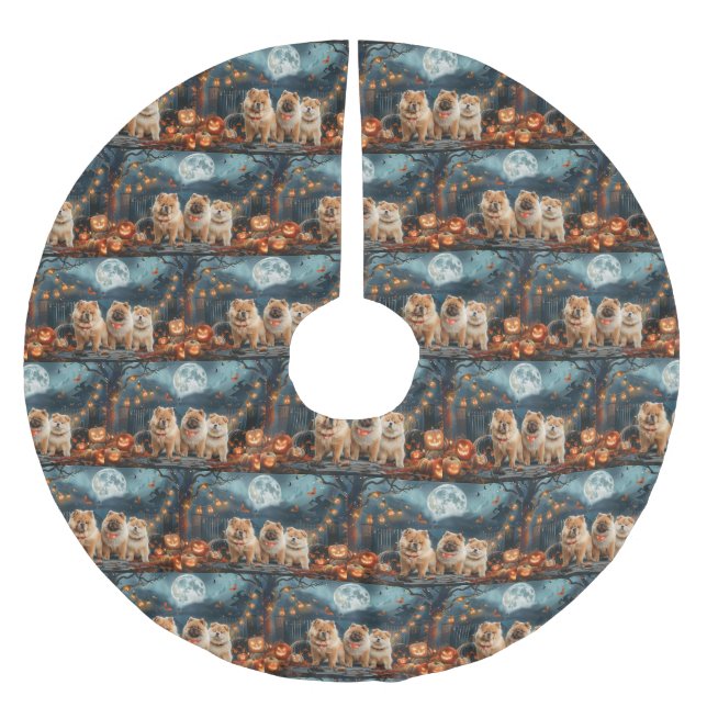 Jupon De Sapin En Polyester Brossé Chow Chow Halloween Éffrayant (Devant)