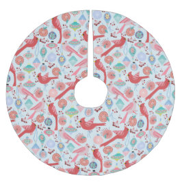 Jupon De Sapin En Polyester Brossé Christmas Cardinals Midcentury Modern