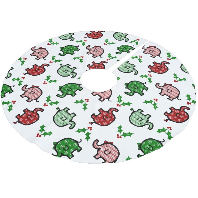Jupon De Sapin En Polyester Brossé Christmas Elephant Patterned  (Angle)