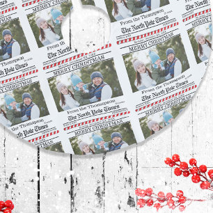 Jupon De Sapin En Polyester Brossé Christmas mignon photo Whimsical Newspaper Motif