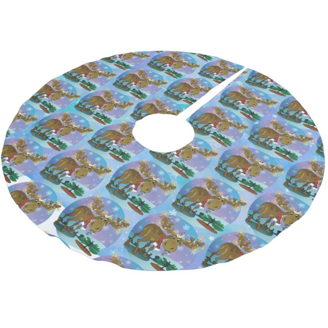 Jupon De Sapin En Polyester Brossé Christmas Moose (Angle)