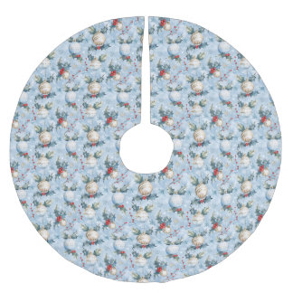 Jupon De Sapin En Polyester Brossé Christmas Pattern Tree Skirt