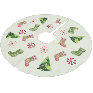 Jupon De Sapin En Polyester Brossé Christmas Tree and Stocking Whimsey