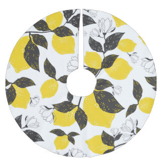 Jupon De Sapin En Polyester Brossé Citrons Citrus, Vintage Été Sans Fil.
