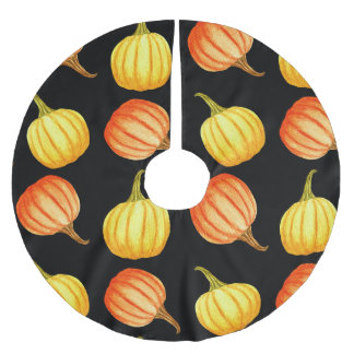Jupon De Sapin En Polyester Brossé Citrouille orange : Motif d'aquarelle transparente