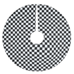 Jupon De Sapin En Polyester Brossé Classic À damiers Racing Sport Check Black White