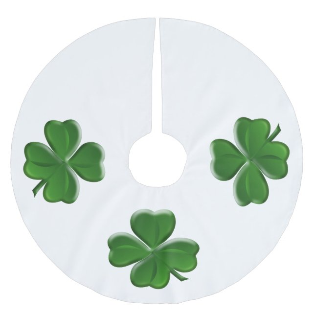 Jupon De Sapin En Polyester Brossé Clover à quatre feuilles - Symbole de la Saint Pat (Devant)