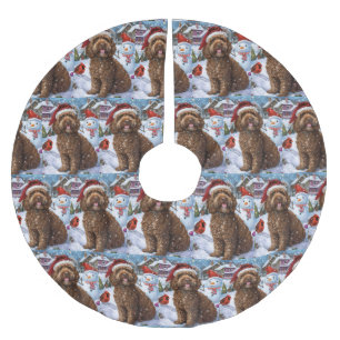 Jupon De Sapin En Polyester Brossé Cockapoo Winter Wonderland Christmas Joy