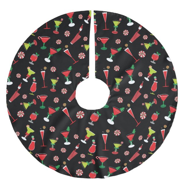 Jupon De Sapin En Polyester Brossé Cocktails de Noël cool (Devant)