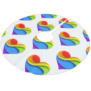 Jupon De Sapin En Polyester Brossé Coeur en forme de SlipperyJoe arc-en-ciel rouge or