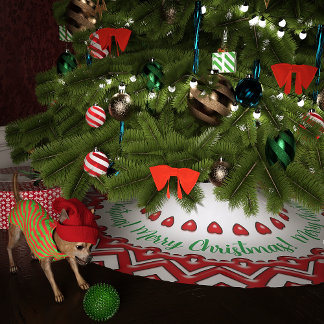 Jupon De Sapin En Polyester Brossé Coeurs de bonbons rouges