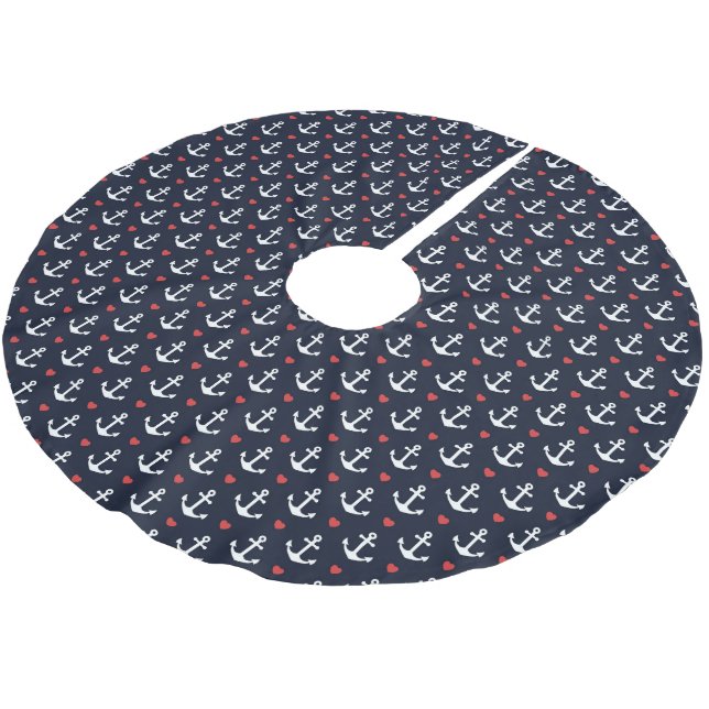 Jupon De Sapin En Polyester Brossé Coeurs et motif d'Ancres (Angle)