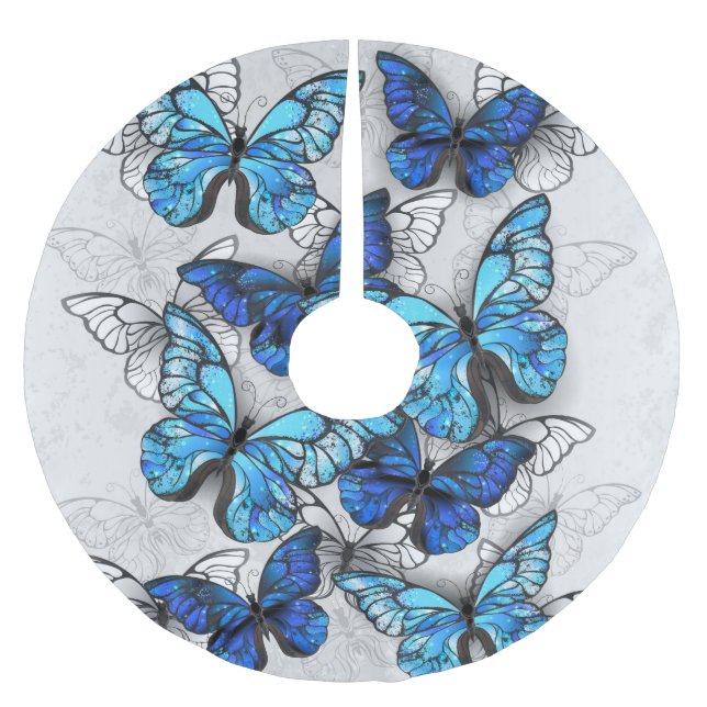 Jupon De Sapin En Polyester Brossé Composition des White and Blue Butterflies (Devant)
