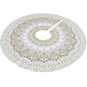 Jupon De Sapin En Polyester Brossé Conception de motif mandala floral rose et vert