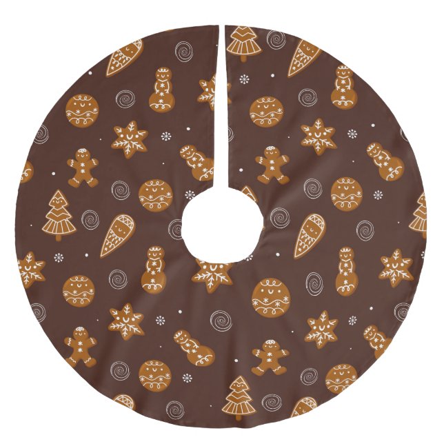 Jupon De Sapin En Polyester Brossé cookies de Noël (Devant)