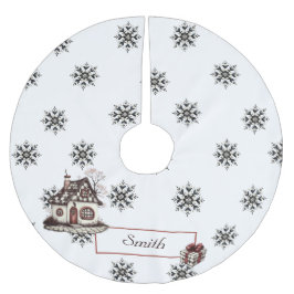 Jupon De Sapin En Polyester Brossé Copos de Nieve Personalizable