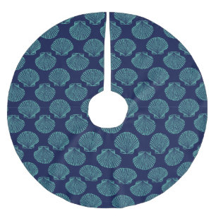 Jupon De Sapin En Polyester Brossé Coquillages de Saint-Jacques Bleu Côtier