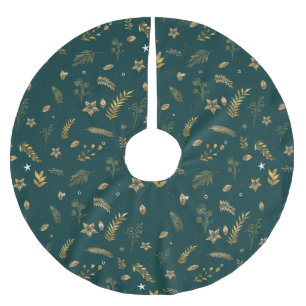 Jupon De Sapin En Polyester Brossé Cosy Classic Gold Arch Motif de Noël Vert