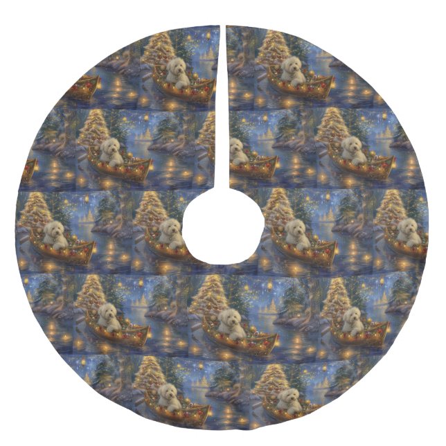 Jupon De Sapin En Polyester Brossé Coton De Tulear Noël Festive Voyage (Devant)