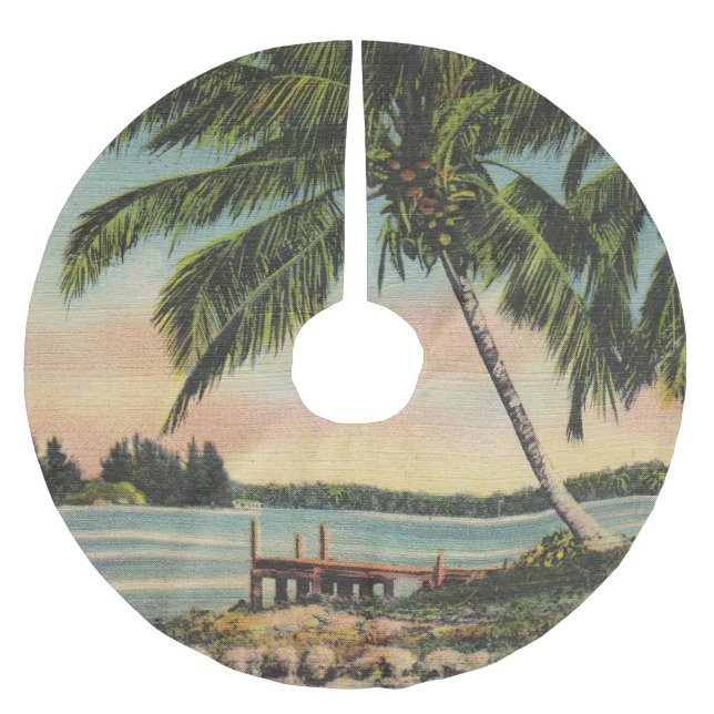 Jupon De Sapin En Polyester Brossé Coucher de soleil de brise tropicale vintage de co (Devant)