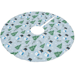 Jupon De Sapin En Polyester Brossé Couleur d'eau douce Motif neige d'hiver