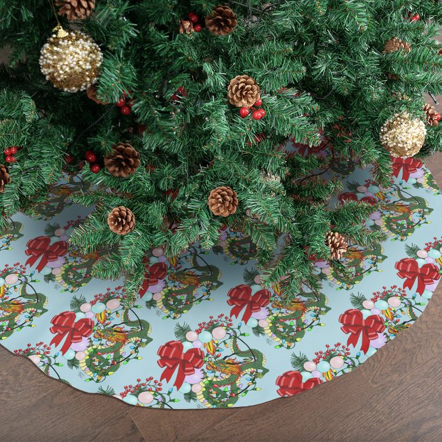 Jupon De Sapin En Polyester Brossé Couronne de Noël Dragon Chinois Fantastique (Créateur téléchargé)