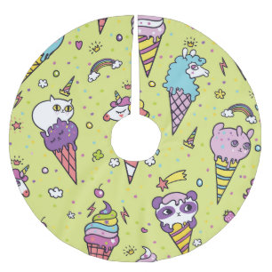 Jupon De Sapin En Polyester Brossé Crème glacée Pop Cute : Motif animal