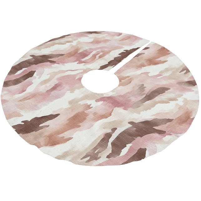 Jupon De Sapin En Polyester Brossé Crème rose Chocolat Brown Noël Abstrait (Angle)