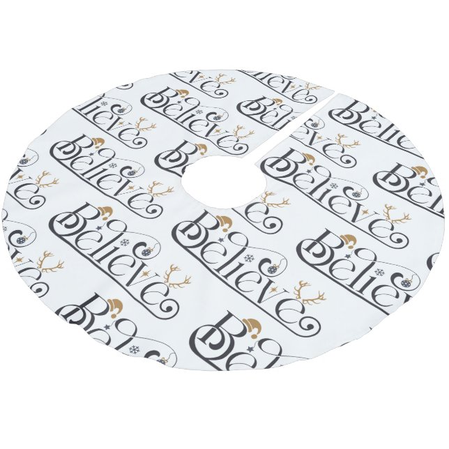 Jupon De Sapin En Polyester Brossé Croire en Noël (Angle)