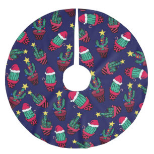 Jupon De Sapin En Polyester Brossé Cuisine Marine Décoré Cactus Arbre Lumières de Noë