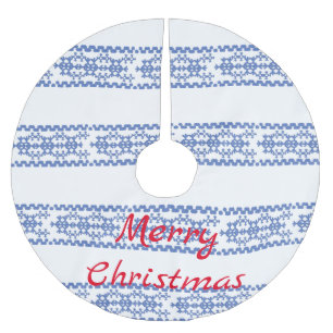 Jupon De Sapin En Polyester Brossé Cute Blue Snowflakes Motif Thunder_Cove