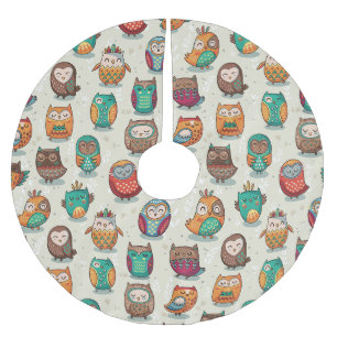 Jupon De Sapin En Polyester Brossé Cute Owl Motif