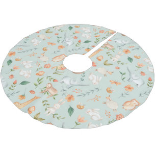 Jupon De Sapin En Polyester Brossé Cute Turquoise bébé animal Pastel Motif