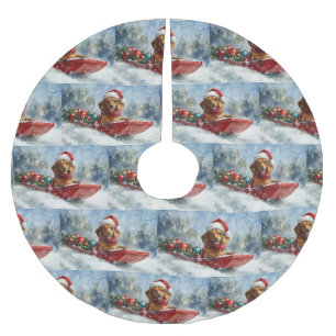 Jupon De Sapin En Polyester Brossé Dachshund Dog in Sledge Let it neige Noël