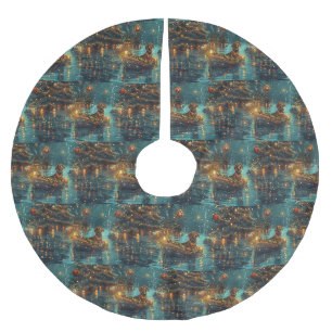 Jupon De Sapin En Polyester Brossé Dachshund Noël Festive Voyage