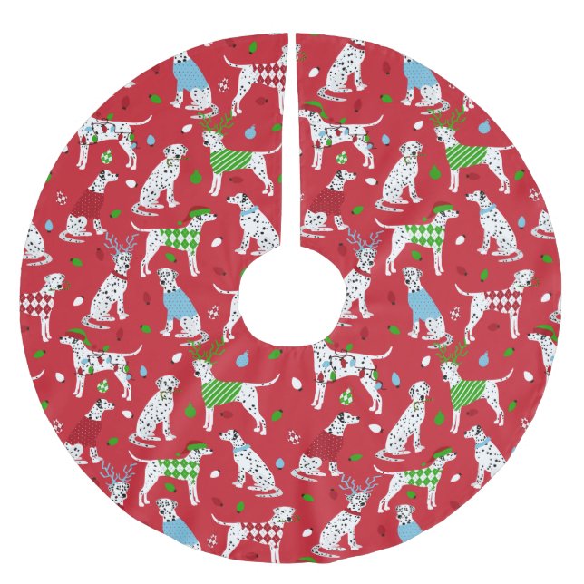 Jupon De Sapin En Polyester Brossé Dalmatie de Noël (Devant)
