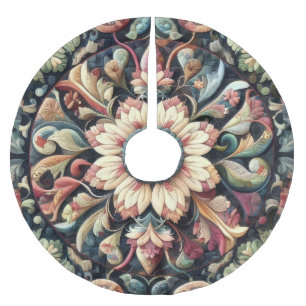 Jupon De Sapin En Polyester Brossé Décor Abstrait de fleurs couronnées