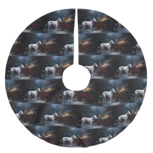 Jupon De Sapin En Polyester Brossé Décor de Noël Dalmatien Snowy