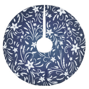 Jupon De Sapin En Polyester Brossé Denim Blooms : Floral Pattern Arrière - plan