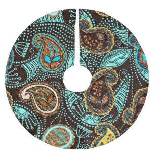 Jupon De Sapin En Polyester Brossé Denim Paisley : Motif de texture de Jeans sans cou