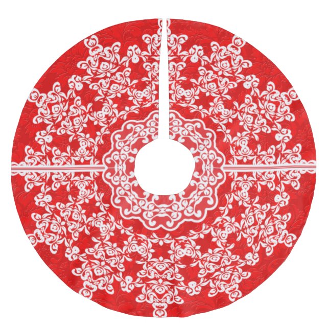 Jupon De Sapin En Polyester Brossé Dentelle blanche rouge dentelle (Devant)