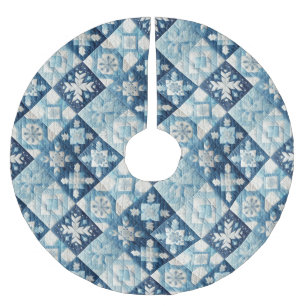 Jupon De Sapin En Polyester Brossé Design de Noël doré