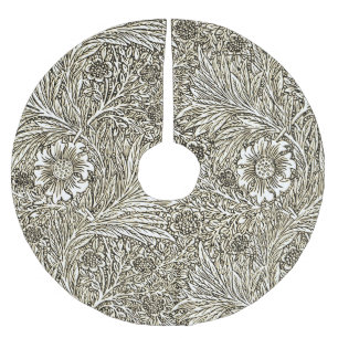 Jupon De Sapin En Polyester Brossé Design floral complexe en Brown et blanc