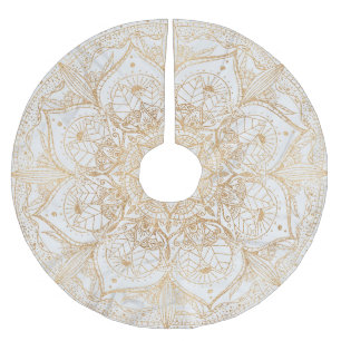 Jupon De Sapin En Polyester Brossé Design tendance or floral Mandala Marble