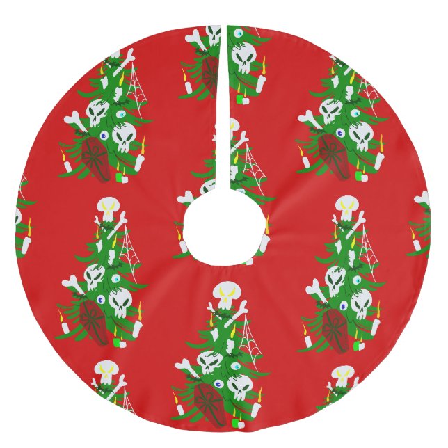 Jupon De Sapin En Polyester Brossé douloureux cercueil de Noël (Devant)
