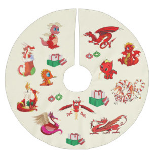 Jupon De Sapin En Polyester Brossé Dragons partout ! Jupe d'arbre
